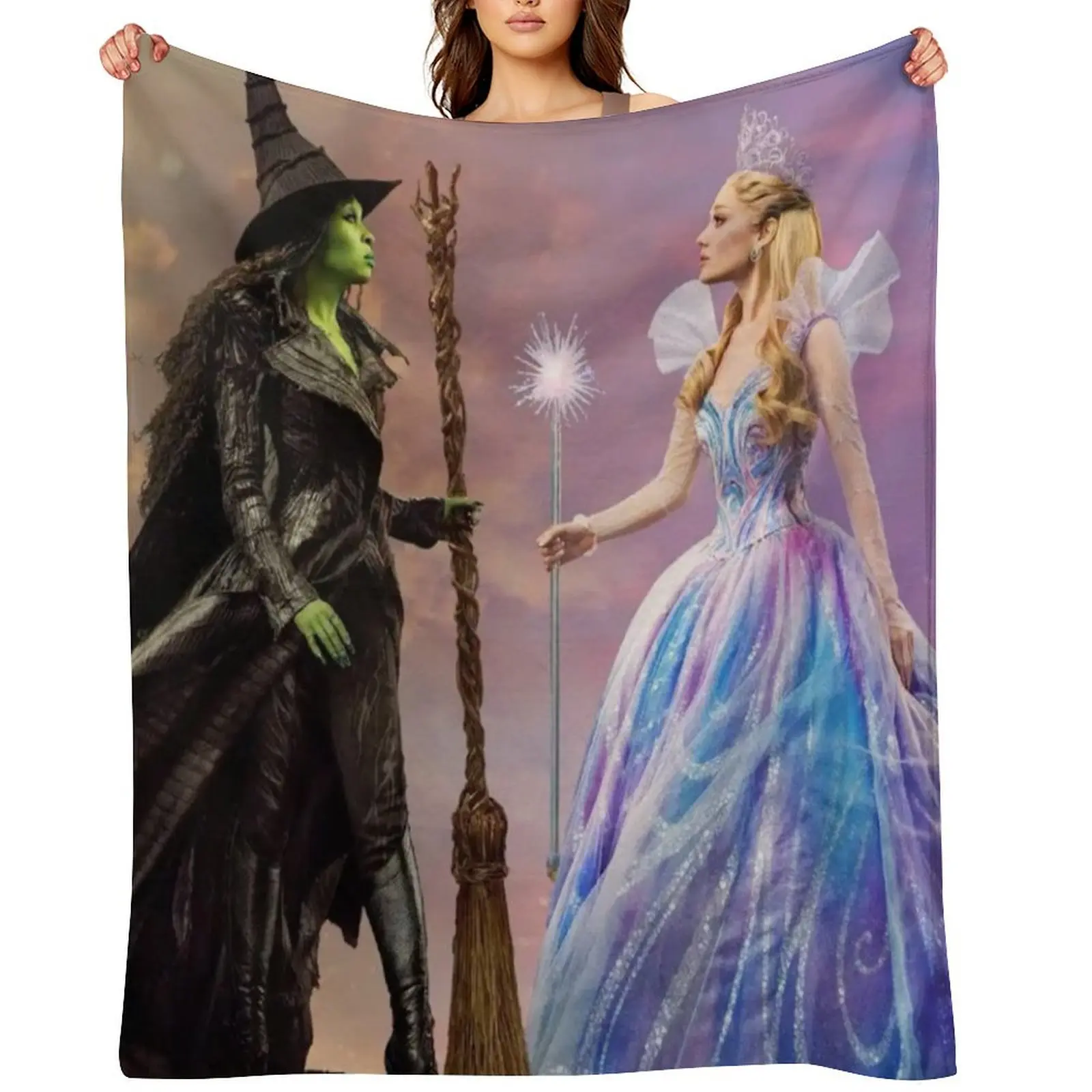 Wicked Witch-Inspired Anime Print Flannel Blanket - Soft, Warm, Durable, Lightweight Throw for Sofa - Ideal Birthday, Holiday Gift for Fans (Style 22) for Family, Friends Home Decor