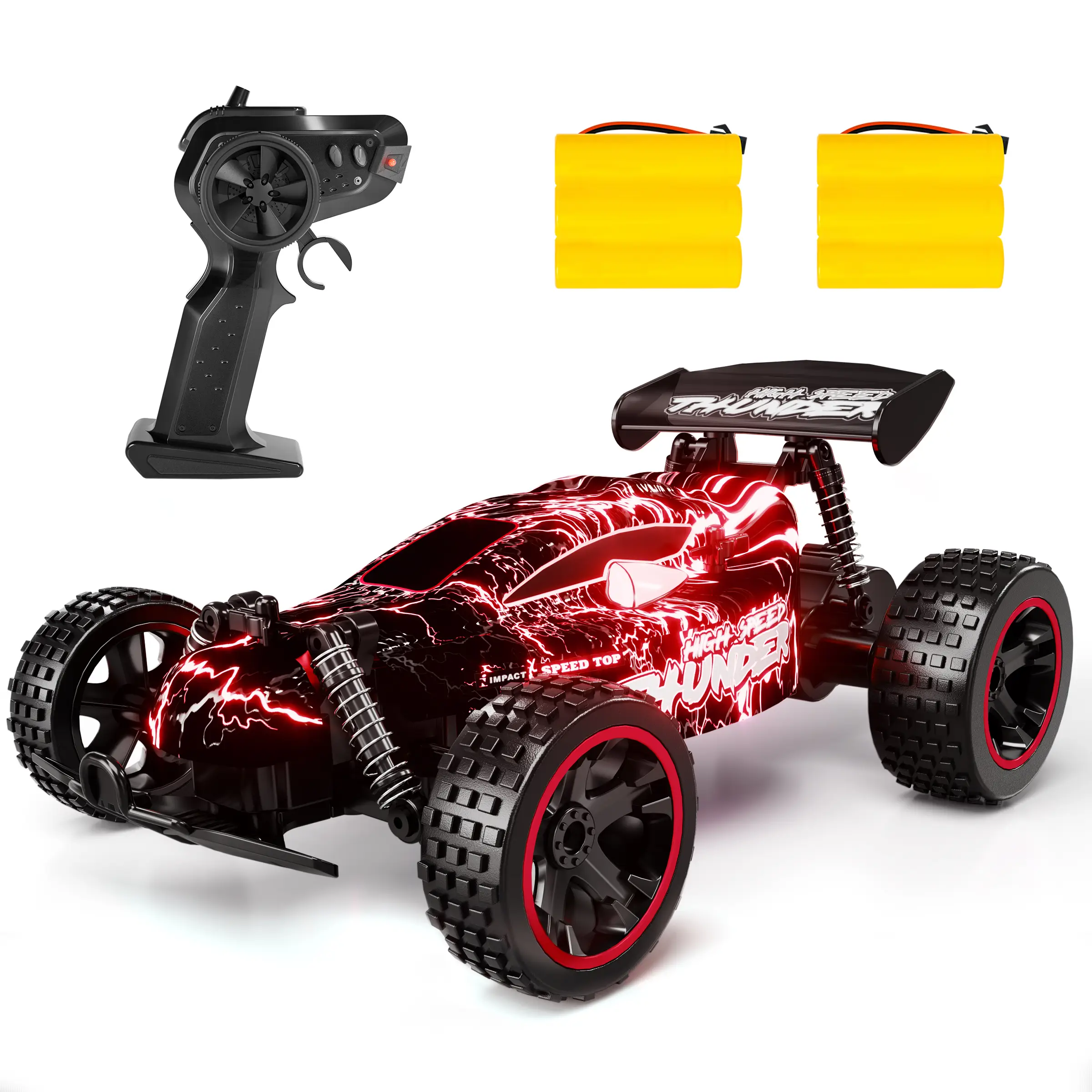 RC Cars Remote Control Car for Boys Girls And Adults, 1:18 Scale RC Car with LED Lights, 2.4GHz 2WD All Terrain RC Car with 2 Rechargeable Batteries f