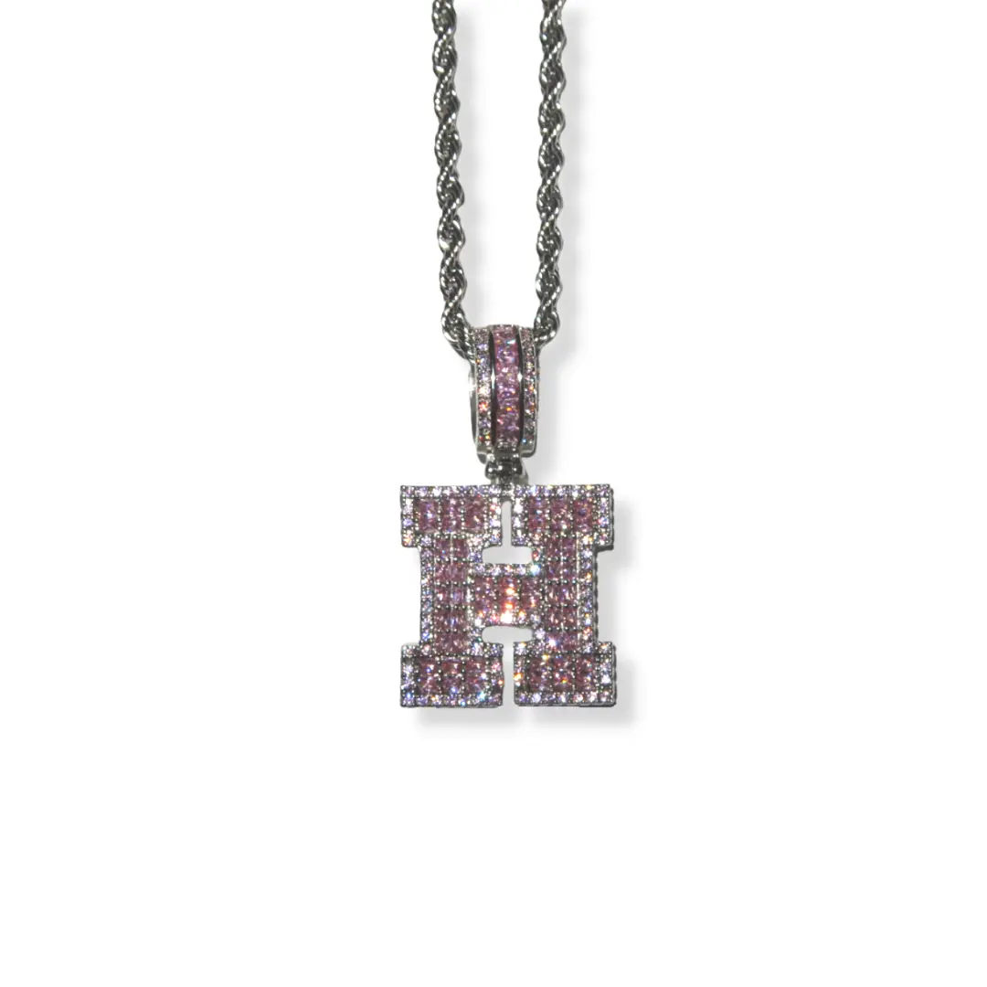 Harper Ray Varsity Initial Pendant with CZ Stones 18k Gold/Platinum Plated Brass