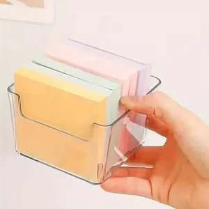 Transparent Sticky Note Holder, 2 Counts/set Durable Plastic Sticky Note Storage Box, Compact Organizer for Home & Office, Desk Organizer Tidy, Office Desk Accessories, Office Supplies
