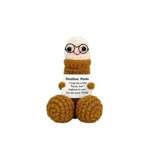 FathersDayGift ,Hand-Crocheted Emotional Support Doll - Soft Stuffed Toy with Positive Affirmation Cards, Fun Gifts for Grown Ups, Ideal for Home Office Desk Decor, Birthday Love Gift