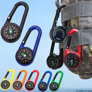 Outdoor Mini Compass Carabiner, Portable Backpack Buckle Survival Gear, For Camping Hiking Mountaineering, Practical Gift For Kids Outdoor Activities
