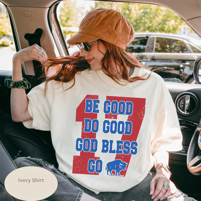 [Comfort Color 1717] Comfort Color Josh Allen 17 MVP Tee, Be Good Do Good God Bless T-Shirt, Buffalo Football Shirt, Gift for Buffalo Fans
