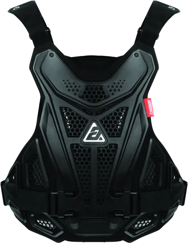 Answer Apex 1 Roost Guard Adult Black Protective Vest with Honeycomb Design & Logo Emblem CE Certified Lightweight Ventilated Chest Protector for Performance-Based Athletes