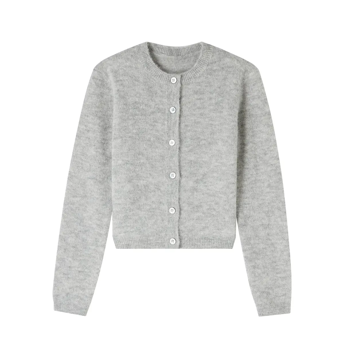 Softline Soul Women's Round Neck Twisted Buckle Long Sleeve Knitted Cardigan Top Grey Sweater Coat Lightweight Breathable Everyday Wear Back To School Style Winter Knitwear Fabrics Ribbed Basic