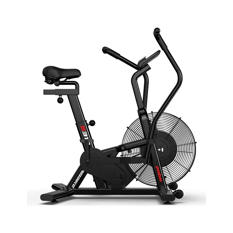 pooboo Air-Resistance Exercise Fan Bike, Air Bike with Dual Acction Handlebars&Dual-Layer Transmission System, Stationary Bike with APP Connection for Home Gym HIIT Cardio Full Body Workout