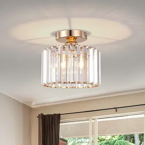 Crystal Ceiling Light, Modern Round 22cm Dimmable Embedded Crystal Lamp, Luxurious Glossy Finish, E27 3 Color Temperature Base