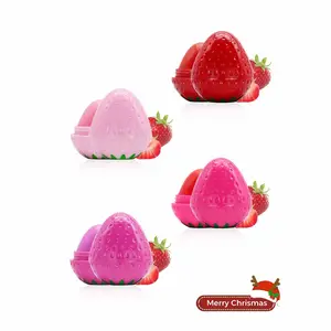 4-Piece Strawberry Lip Balm Set, Deeply Moisturizing, Long-Lasting, Suitable for All Skin Types, Ideal for Dry Lips, Daily Care, Christmas Gift, Hydrating Lip Set