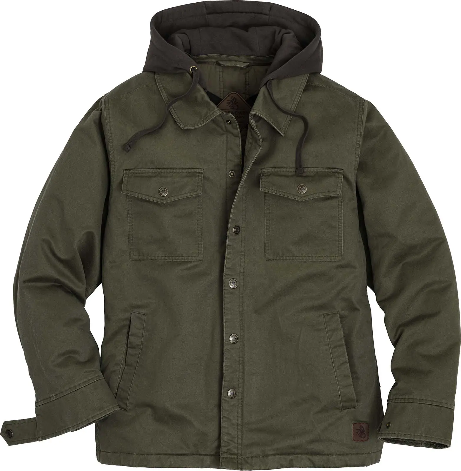 Men's Concealed Carry Water Repellent Waxed Cotton Insulated Hooded Snap Jacket