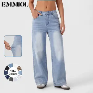 EMMIOL Women's 2026 Straight Leg Jeans Distress Mid Waist Denim Pants Vintage Y2K Trousers Mother's Day Gift