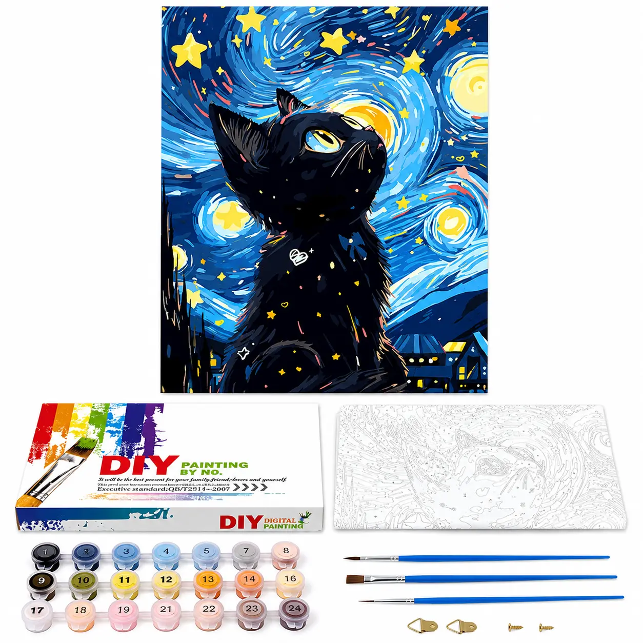 Paint by Numbers Kit for Adults - Ginkko Cat Linen 40×50cm Frameless Water-Based Non-Toxic Acrylic Set, DIY Handcraft Supply for Lovers, Wedding Gifts, 100% Risk-Free Purchase