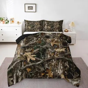 Rustic Bedding Set,Camo Comforter for Adults Men,Farmhouse Country Cabin Hunting Forest Lodge Down Comforter,Western Woodland Country Duvet Set