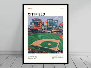 Citi Field Print,  Mets Poster, Ballpark Art , Stadium Poster , Digital Oil Painting, Travel Art Print
