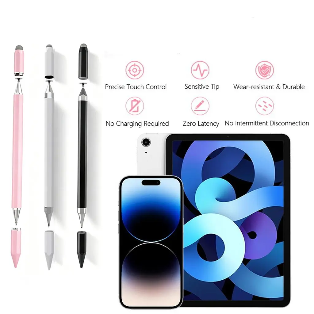1pcs 3-in-1 Universal Stylus Pen, High Precision Sensitivity Touch Screen Stylus, Magnetic Attachment Design Tablet Pencil Compatible with iPad, iPhone, Android Smartphones & Tablets for Drawing, Writing and Daily Note Taking