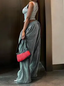 Women's Plain High Waist Straight Leg Sweatpants, Casual Street Comfy Trousers for Fall & Winter, Women's Bottoms for Daily Wear, Casual Streetwear Pants