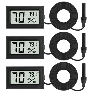 3 count Fahrenheit Thermometer Hygrometer Mini Digital with Probe  Temperature Humidity Gauge Meters Indoor LCD Display for Humidors,Greenhouse,Garden,Incubator Reptile Terrarium