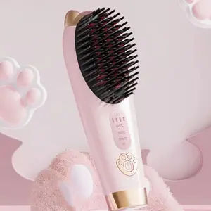 Cordless Portable Mini Straightening Comb with Constant Temperature & Anti-Scald LED Display – USB Rechargeable, 3-Temperature Settings – Rapid Heating, Lightweight & Portable; Ideal for Home, Travel, Dormitory, or Office Styling; Perfect Gift for Valenti