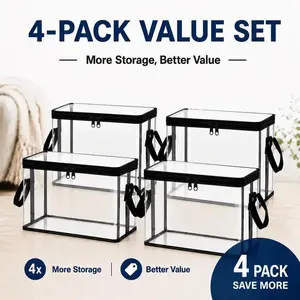 Large Clear PVC Stuffed Animal Storage Container, Foldable Dustproof Toy Organizer Box with Zipper Closure, High Capacity Storage Bin for Plush Toys and Kids Playroom