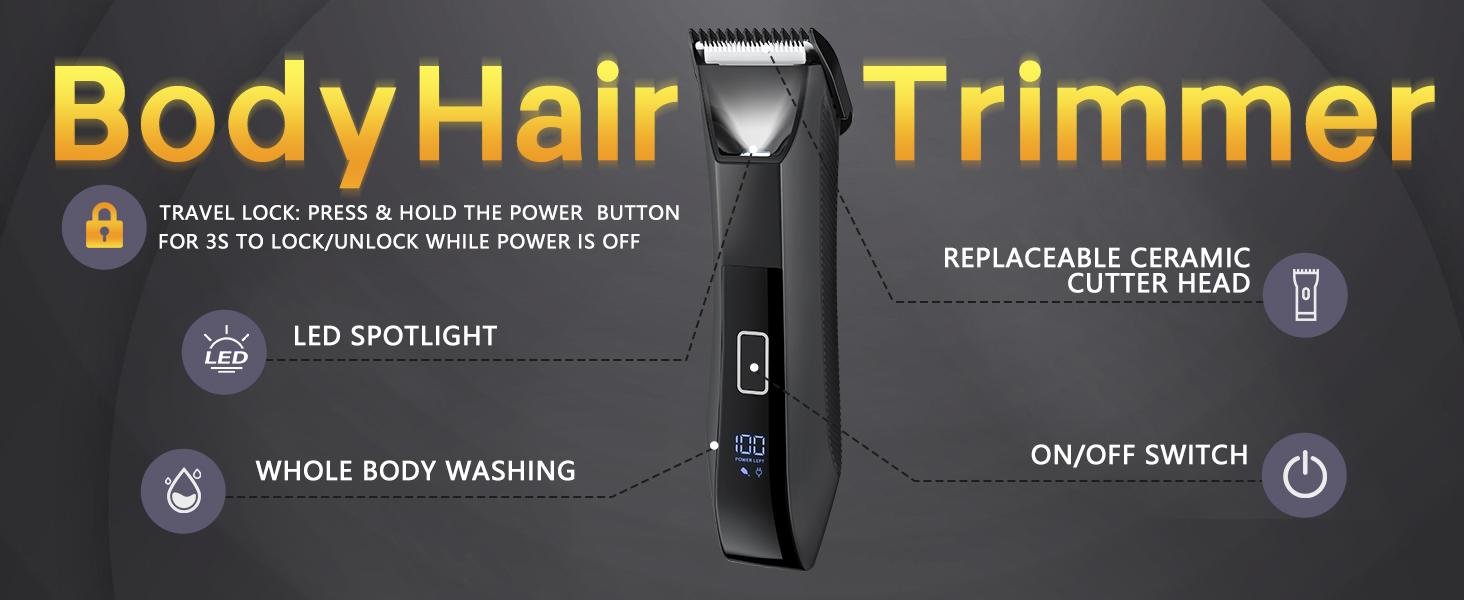 Manscape Beard Trimmer for Men, Groin & Body Hair Trimmer, Ball Shaver, Nose Hair Clippers, IPX7 Waterproof Men's Wet/Dry Groomer Kit, Rechargeable with Travel Case, LED Display