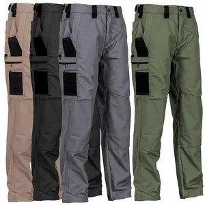 Men's Solid Color Zipper Waterproof Tactical Work Pants, Solid Color Design, Regular Fit, with Sports Pockets, Autumn Durable Pants, Men's Wear-Resistant Outdoor Training Pants. Please Place Your Order According to the Size Chart.fall outfits