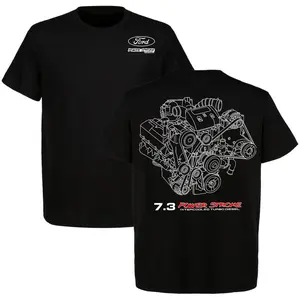 Ford 7.3 Power Stroke Blueprint T-Shirt Men’s Cotton Short Sleeve Car Graphic T-Shirt Casual Menswear