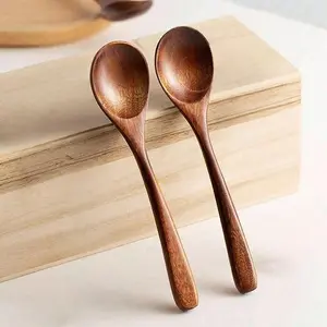 Natural Wooden Spoon Set, Durable Kitchenware Eco-Friendly Long Handle Kitchen Utensils Cooking Spoons, Ideal for Kitchen, Baking & Serving, Multi-Size Options Available