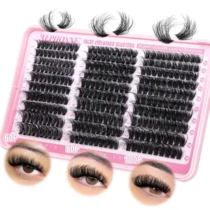 Fluffy Lash Clusters Thick Volume Lash Extension 10-18mm Cluster Eyelash Extensions DIY Individual Lashes Wispy at Home Pestañas Pelo a Pelo by