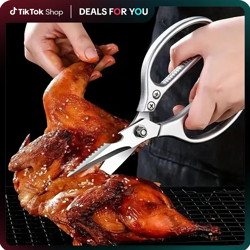 Premium Heavy Duty Multifunctional Kitchen Scissors Super Sharp 304 Stainless Steel Blade Forged Construction Ergonomic Design for Easy Cutting of Chicken Meat Fish Poultry Kitchenware