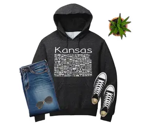 Kansas State License Plate County Map, T-shirt, Shirt, Sweatshirt, State Pride, Crew Neck, Hooded, Men, Girl, Unisex, Casual, Cotton-Polyester Blend