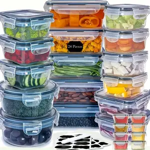 Airtight Food Storage Container Set with Easy Snap Lock Lids BPA Free Plastic Food Containers Keep Food Fresh and Organized Ideal for Picnic Camping Office School Kitchen Pantry Storage with Marker Pens and Labels