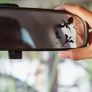 2PCS/SET Light Trendy Cool Dark Sticker | For Car Interior Rearview Mirrors, Dark Trendy Stationery, Bat Silhouette Decor, Load Items with Dynamic Vibe Easily, Dark Cute Feeling of Bat Squad in Daily Details