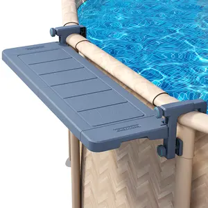 Poolside Bar, Swim Up Bar Exclusively for Above-Ground【Round & Oval 】 Pools. Patio Poolside Table Smart Fold Easy Maintenance, Weather Resistant Stable Tabletop
