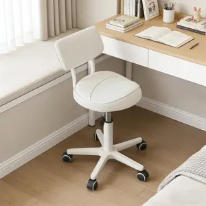 【Mother's Day】Saddle Stool with Back Support Thick Padded Seat Ergonomic Chair Swivel Rolling Saddle Chair with Wheels for Hair Salon, Dental Clinic, Spa, Massage Studio, Office & Home, Grey