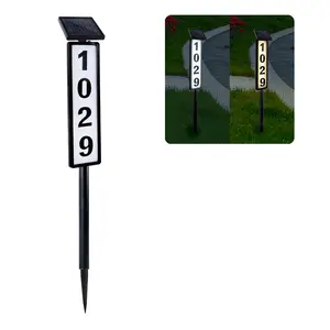 Solar Powered Address Number Sign Light, Outdoor LED Address Number Light, Solar Powered Outdoor Lighting for Home Yard Garden, House Number Plate, Lighted House Number