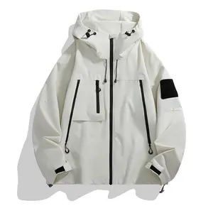 Outdoor Jacket Men's Windproof Waterproof Mountain Shell Jacket Workwear Hooded Jacket Couple Fishing Mountaineering Clothing(Raincoats)