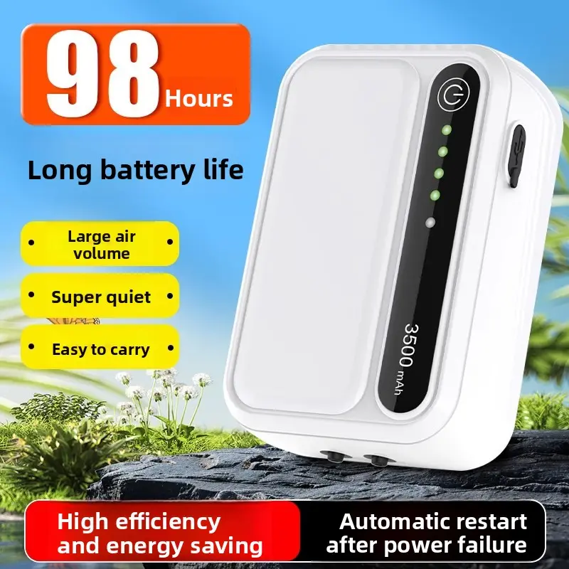 4800mAh lithium battery oxygen pump with dual holes Portable Oxygen Fish Cabinet 70H battery life Oxygen Pump Small Air Pump Stuffed For Fish Tank Aquarium Market