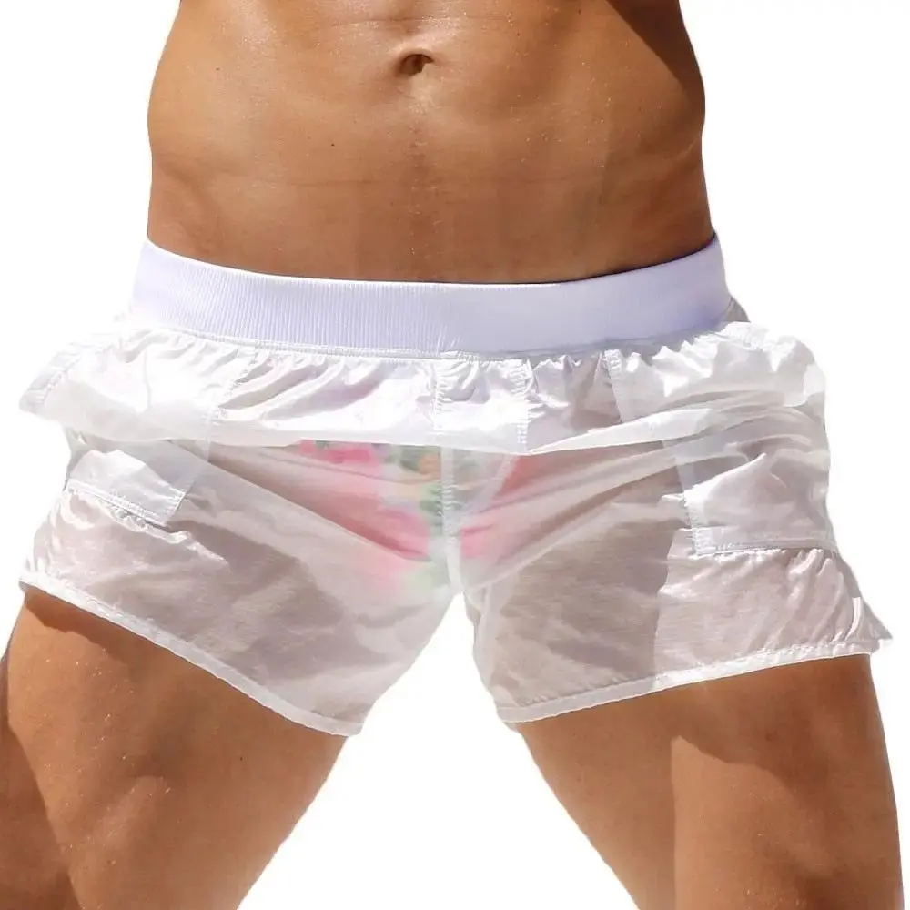 Men's Hawaiian Beach Quick-Dry Swim Trunks - Transparent Design, Multifunctional Summer Sports Swimming Shorts (S, XXL), Men's Swim Trunks