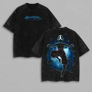 Aang T-Shirt - Avatar the Last Airbender Shirt, Animated Shirt, Vintage T-Shirt Menswear Top Underwear Tshirt The Last Air Nomad - The Avatar Anime Double Printed Washed Tee Unisex Oversize Anime Manga MCV