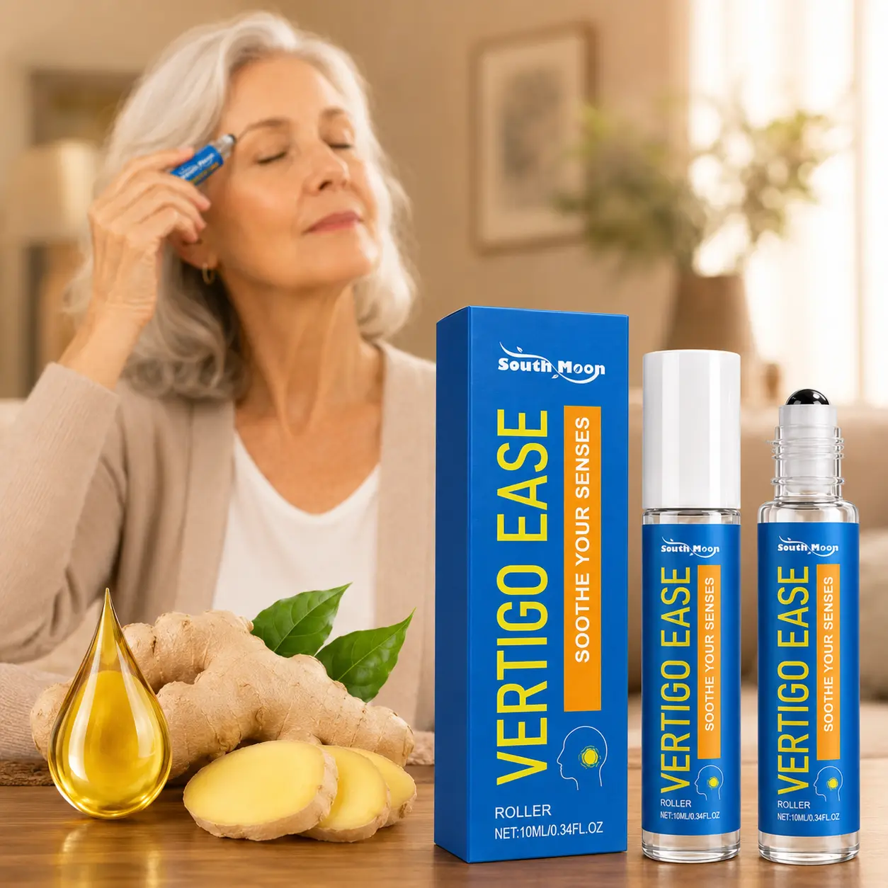 Vertigo & Dizziness Relief Roll-On, Therapeutic Botanical Oil Treatment for Motion Sickness - Non-Drowsy & Portable Wellness Solution, Healthcare, Travel Size