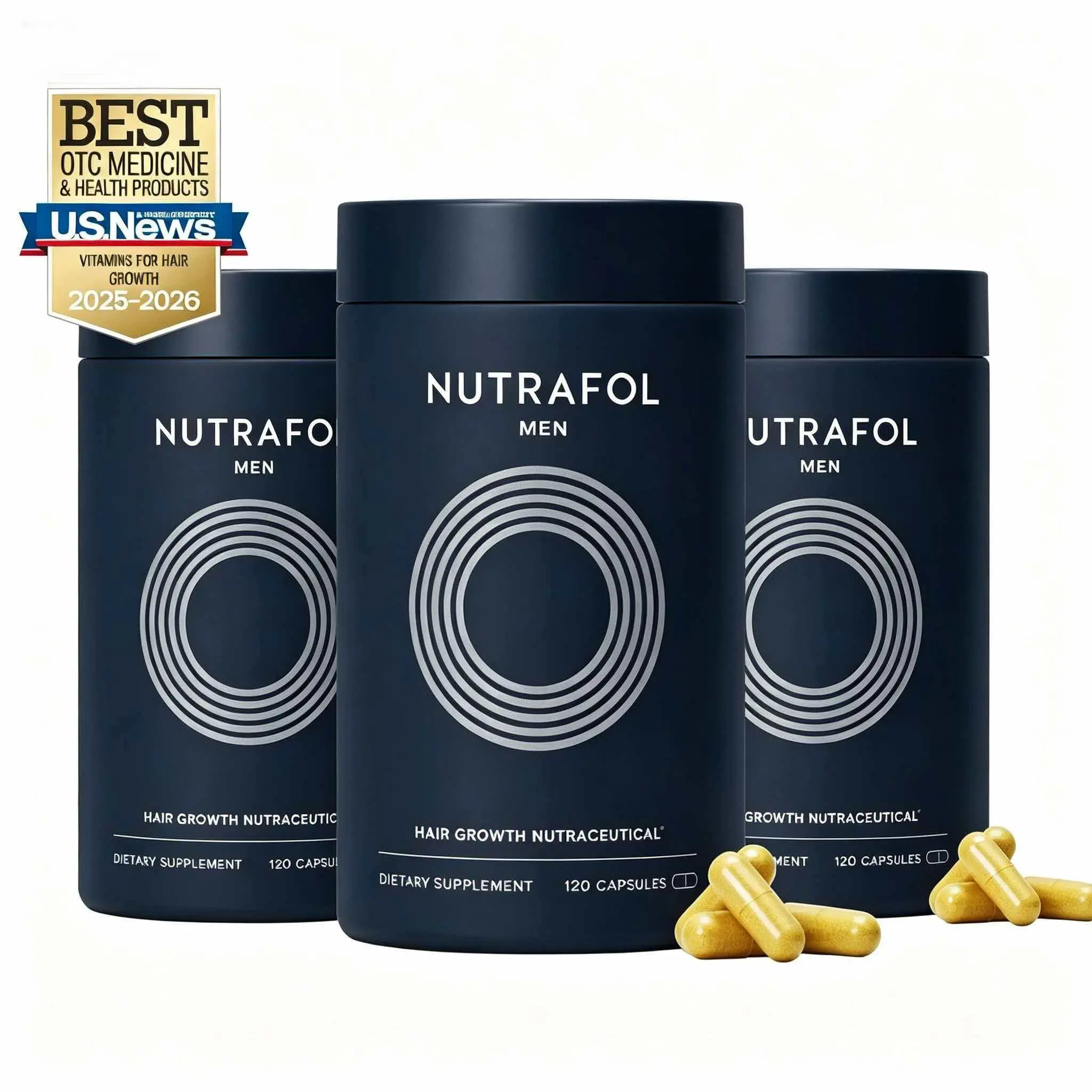 Nutrafol Men Hair Loss Dietary Supplement 120 Count, Physician Formulated Plant-Based Hair Nutrients to Improve Male Receding Hairline & Sparse Hai