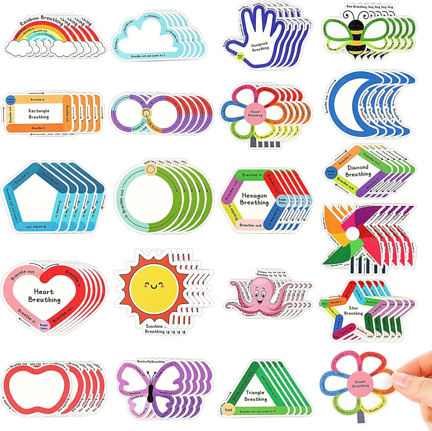 100-Count Cute Sensory Strips, Tape Adhesive Mindfulness Fidget Stickers with Different Rough Tactile Textures for Adults' Desk Mental Calm (Toys & Hobbies DIY Scrapbooking Stamping Supplies)