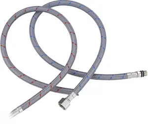 16" Length Faucet Supply Line, Bathroom Kitchen Faucet Lines Braided Nylon Sink Hose,cUPC Faucet Supply Lines 3/8" Female Compression Thread × M10 Male Connector 2Pcs (1 Pair)