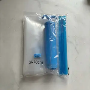 Vacuum Compression Storage Bags with Manual Pump, Versatile Storage Bag, Travel Organizer Bag, Organizational Zipper Storage, Space Saving for Travel Moving Camping Home Organization, Heavy Duty Zipper Closure, Reusable Compression Bags, Zippered Storage