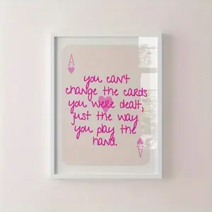 1pc Ace Card Inspired Romantic Pink Bar Cart Canvas Wall Art - Fashionable & Vintage Girly Bedroom Decor - Ideal Festival Gift