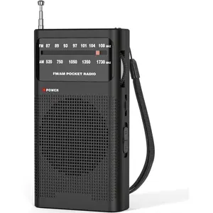 Goodes Portable AM FM Transistor Radio - Battery Powered, 2AA Batteries, Long Range Reception, Loud Speaker, Transistor Antenna, Earphone Jack, Home/Outdoor Use, Small Gift for Seniors - Black