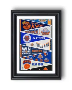 New York Knicks “Vintage and Modern Pennants” Poster Print Unframed– Classic Basketball Wall Art