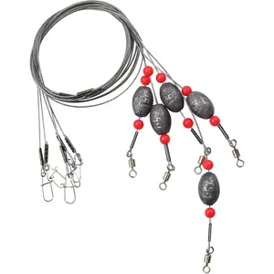 Fishing Egg Sinker with Soft Plastic Core Weight Rigs 5pcs Flounder Rig Saltwater 176.37lb Fishing Wire Leader with Egg Sinker Swivels Snap Grouper Bottom Fishing Rigs