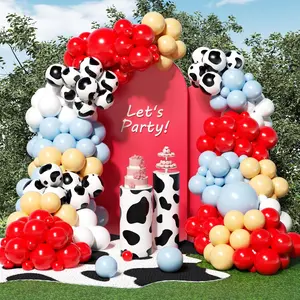 Farm Animal Balloon Arch Kit Red, Blue & Cow Print Balloons for Cowboy, Baby Shower & Birthday Parties