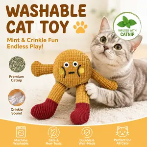 Sound-Making Cat Toy: Infused with Catnip | Soft Plush Fabric | Eco-Friendly Materials | Toothbrush-Style Design | Promotes Independent Play & Wrestling | Bite-Resistant, Teeth-Grinding, and Dental Cleaning