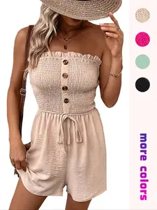 Women's Solid Color Fitted Sleeveless Romper, Casual Comfy Romper for Summer, Women's Clothes for Daily Wear, Solid Color Jumpsuit